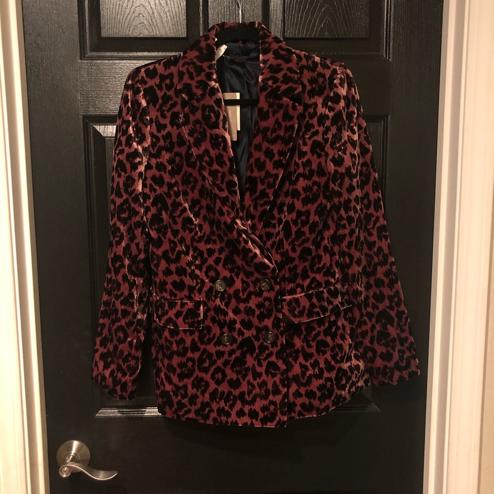 J Crew Velvet leopard blazer